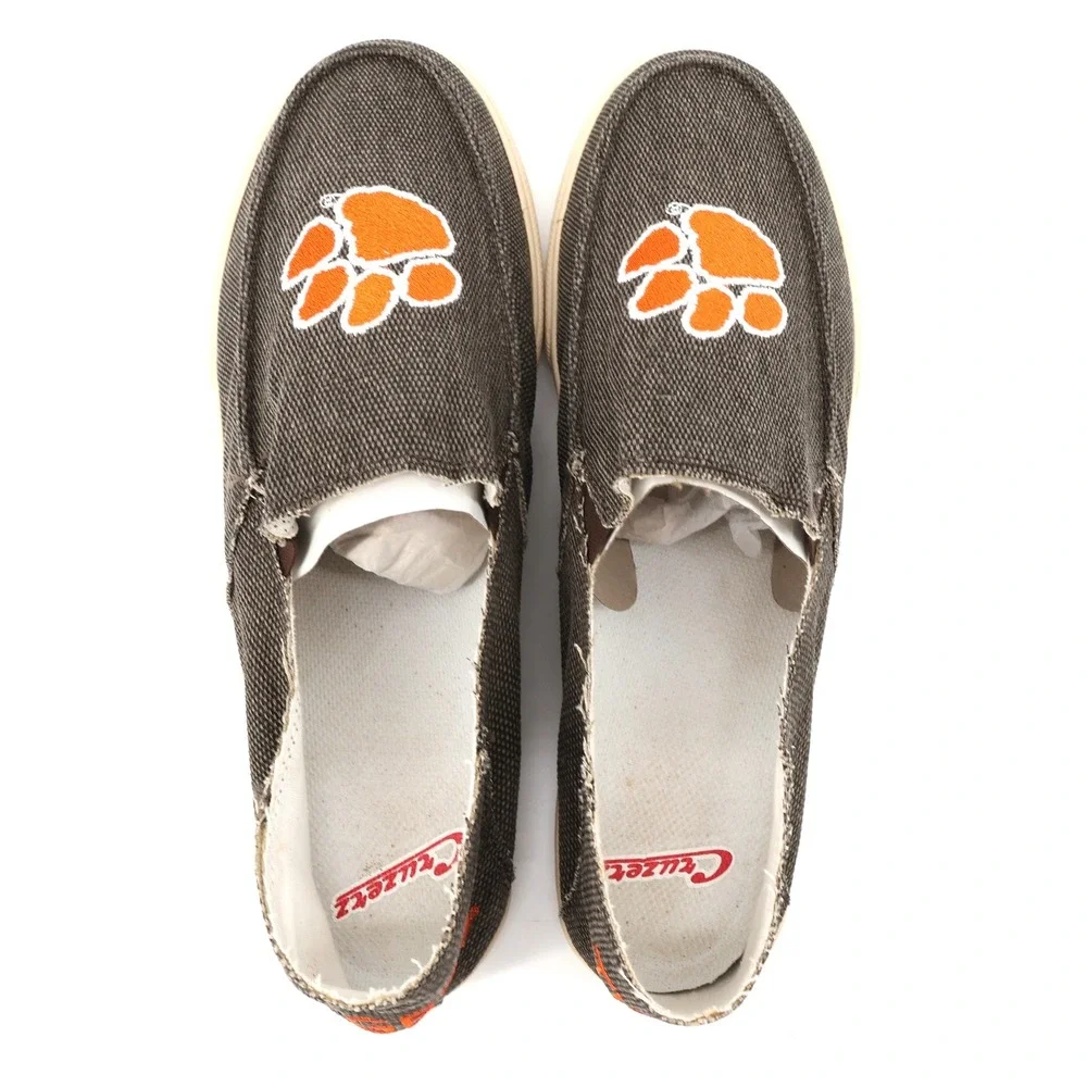 Cruzers NCAA Clemson Tigers Paw Print Slip On Shoes‎ Men's Canvas Loafers